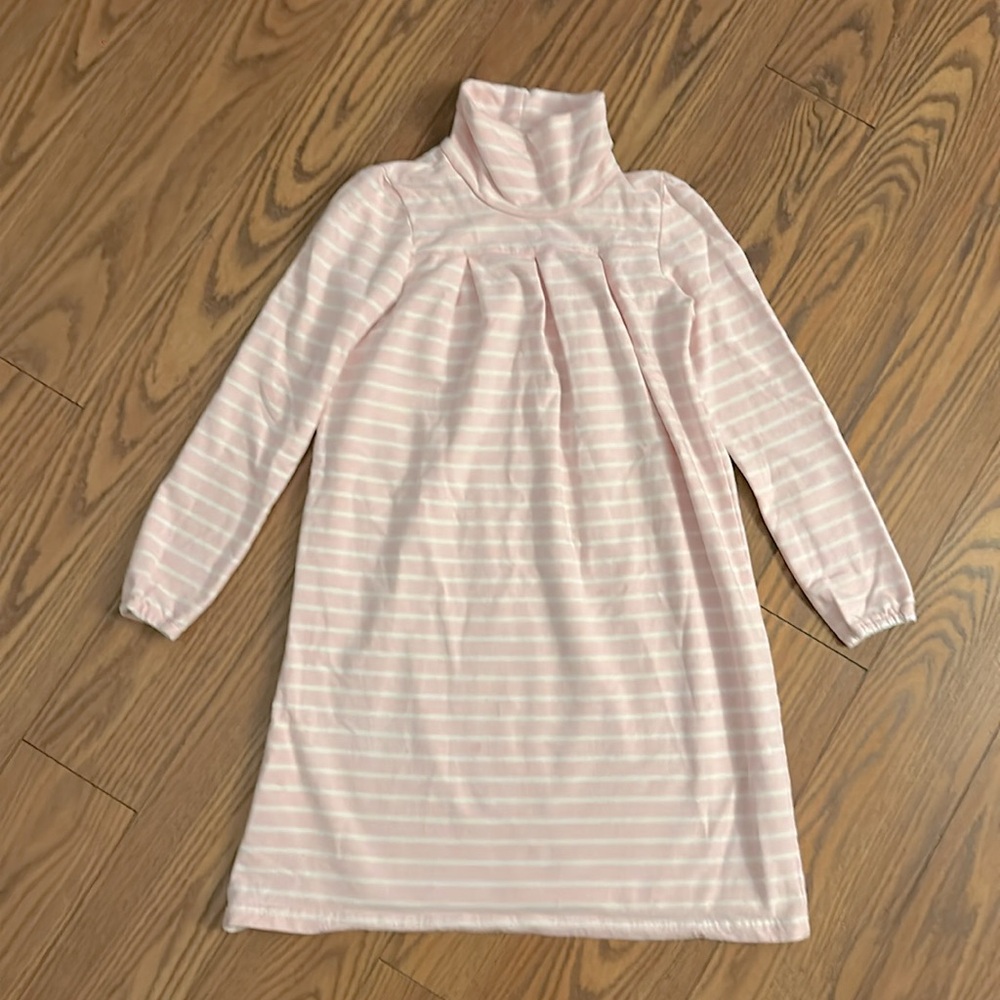 Busy Bees Suzy Turtleneck Dress Box Pleat Pullover Pink Stripe Long Sleeve 12